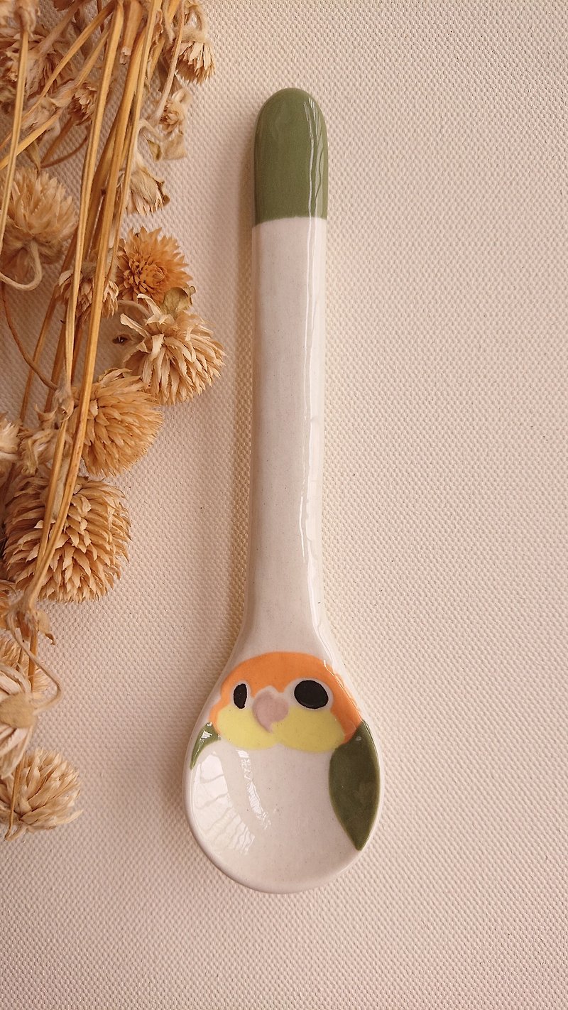 Hey! Bird Friends! Golden Headed Keck Stirring Spoon - Cutlery & Flatware - Porcelain White