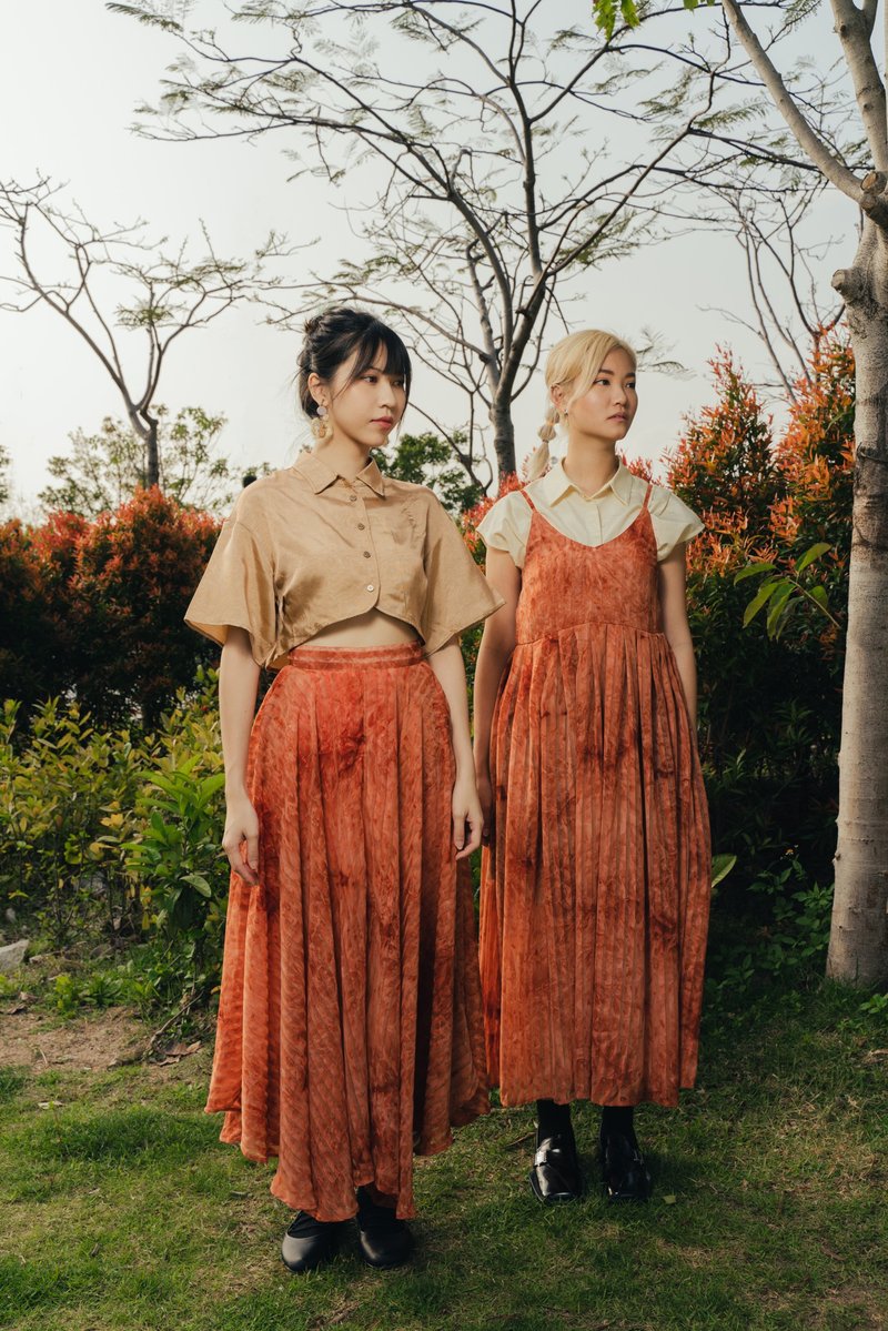 透視碎花裙 See-through Floral Skirt - 裙子/長裙 - 其他材質 橘色