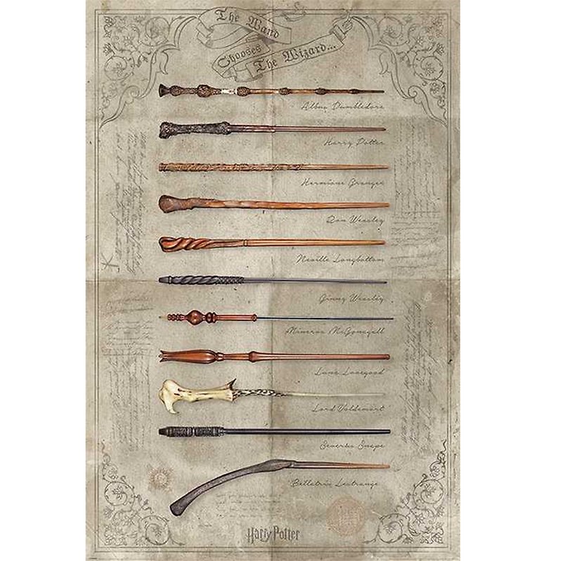 [Lee Potter] Character Corresponding Wand Import Poster Harry Potter - โปสเตอร์ - กระดาษ สีกากี