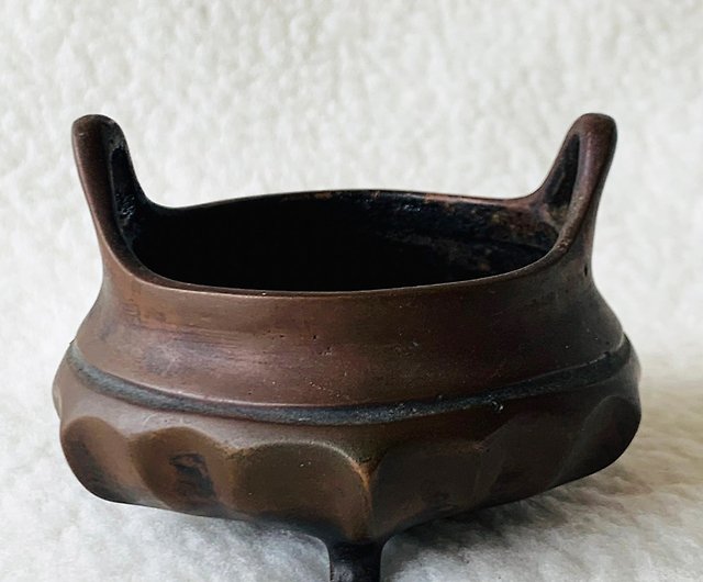 日本製格安中国美術　清末民初竹節炉　銅製香炉 清