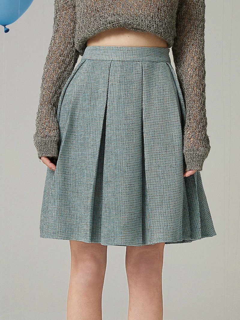 Nerak Sky Blue Tweed Skirt - Skirts - Polyester Blue