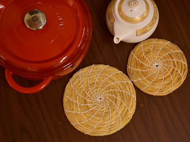 稻編隔熱墊 - 餐桌布/桌巾/餐墊 - 其他材質 橘色