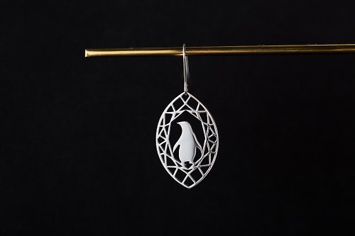 吳小姐3d訂製珠寶 企鵝耳環(單邊/一對) 寶石與動物系列:抗敏醫療鋼 -可改夾式