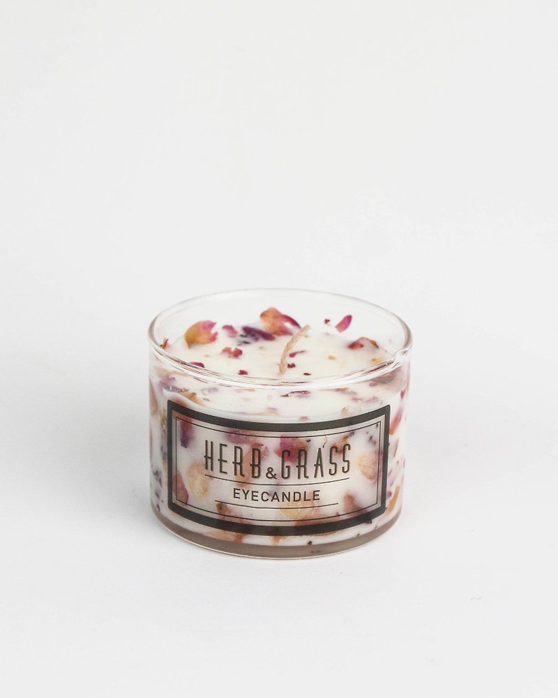 Flowers fragrant candle 120ml-three rose petals - Candles & Candle Holders - Wax 
