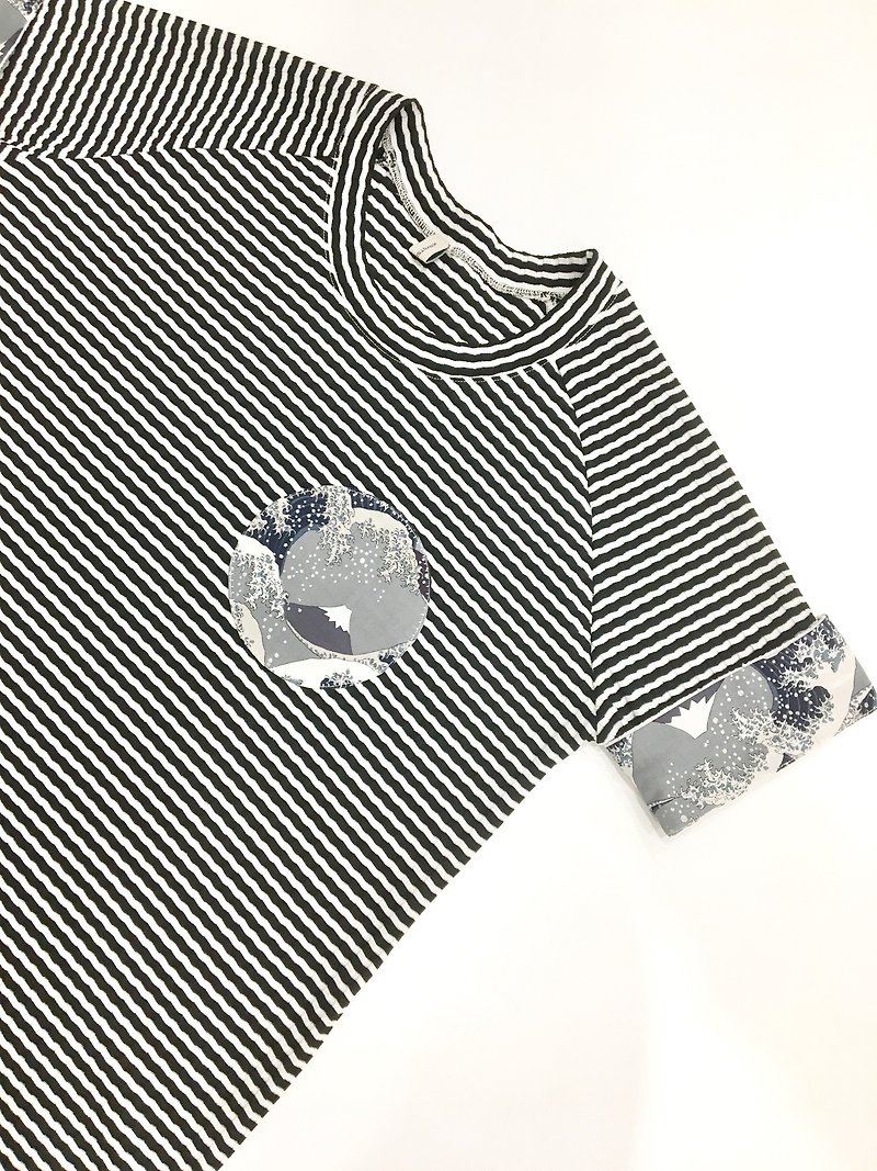 Striped long Fuji mountain tee - Women's T-Shirts - Paper 