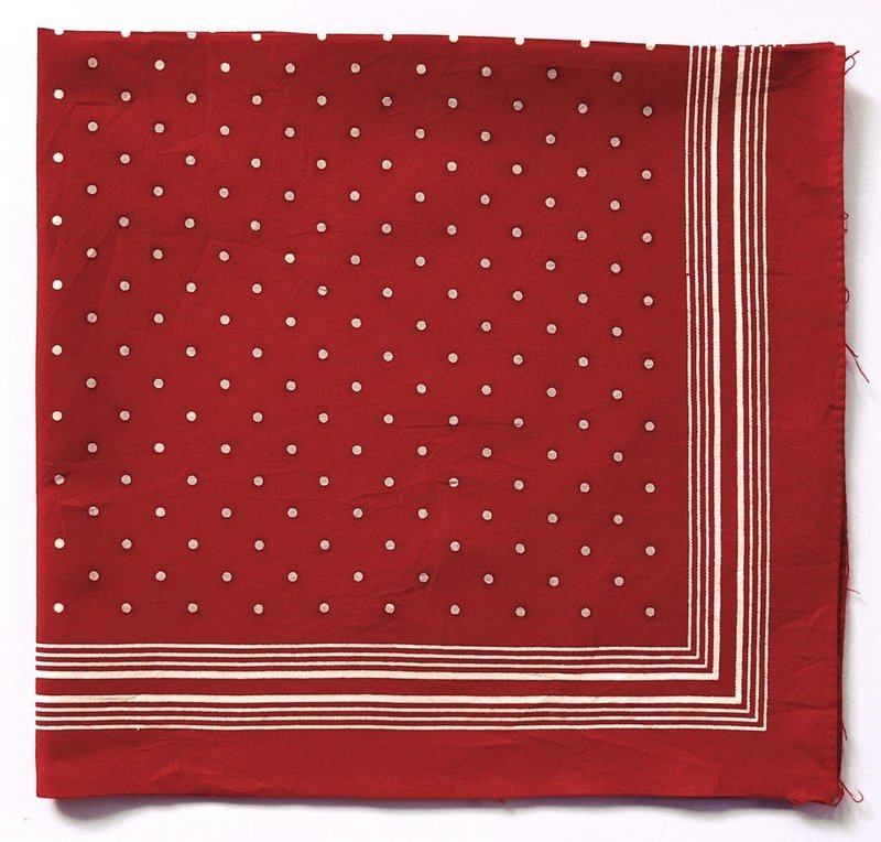 Polka Dot Bandana, 22x 23 inches, Turkey Red, Selvage Edge, Cotton, Gift - 絲巾 - 棉．麻 紅色