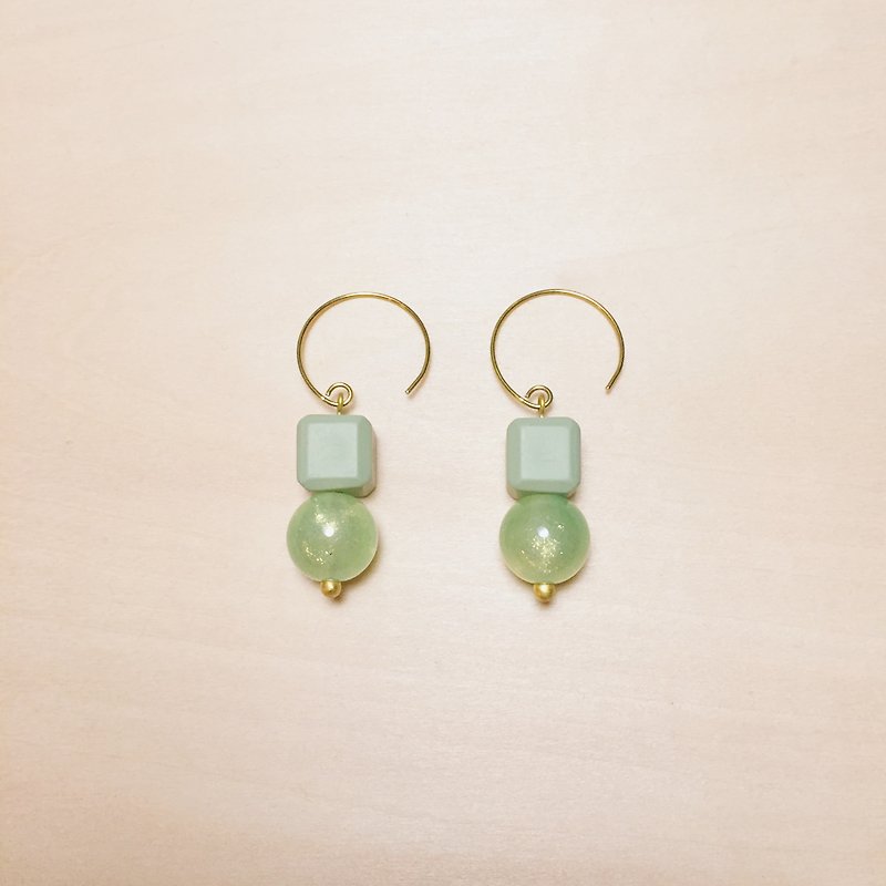 復古綠積木軟糖耳環 - 耳環/耳夾 - 樹脂 綠色