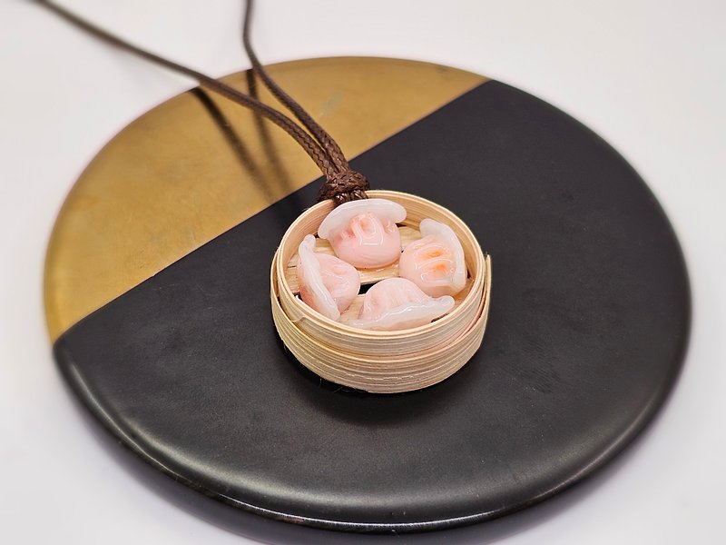 Handmade Glass Hong Kong specialties Shrimp Dumplings - พวงกุญแจ - แก้ว สีส้ม