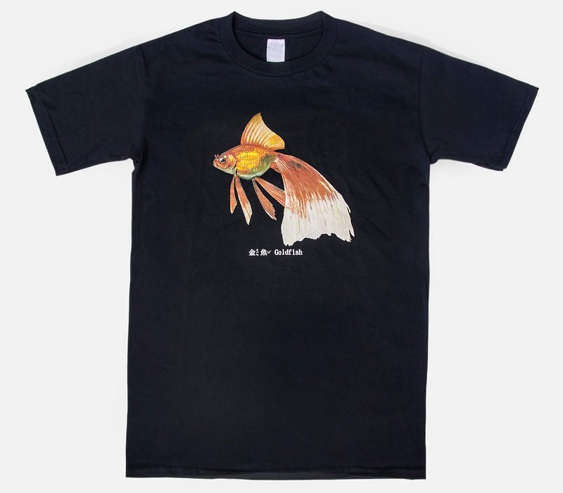 T-Shirt-金魚 Goldfish - เสื้อยืดผู้ชาย - ผ้าฝ้าย/ผ้าลินิน สีแดง