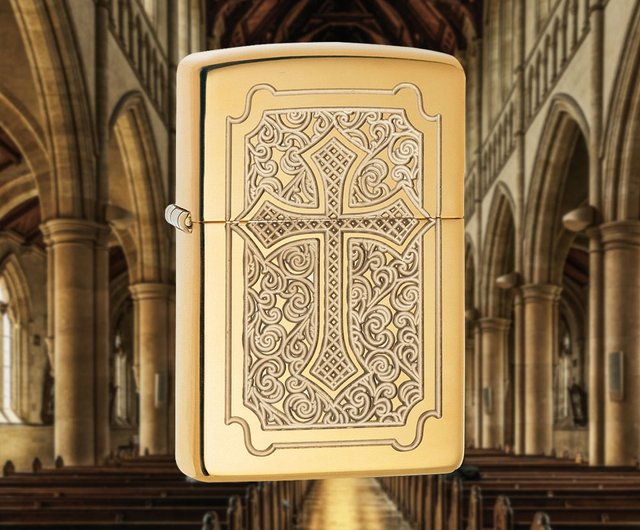 ZIPPO official flagship store] Golden Cross (thick version