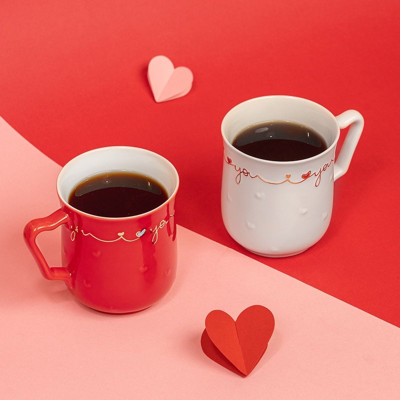 One Heart and One Mind Mug/4 colors 420ml - แก้วมัค/แก้วกาแฟ - เครื่องลายคราม ขาว