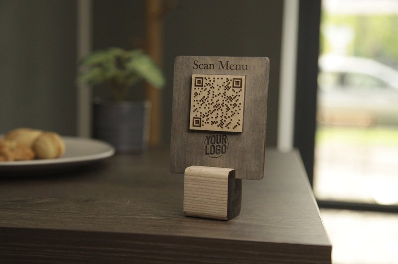 QR code menu, QR code menu sign, Wooden qr cod sign - 其他 - 木頭 