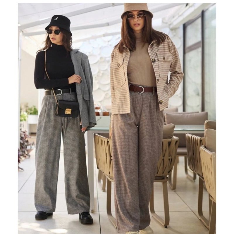 Jacket-Shirt Flared Pants  Golf, Belt Super Stylish Fashion Look Lovely Girl - กางเกงขายาว - โลหะ หลากหลายสี