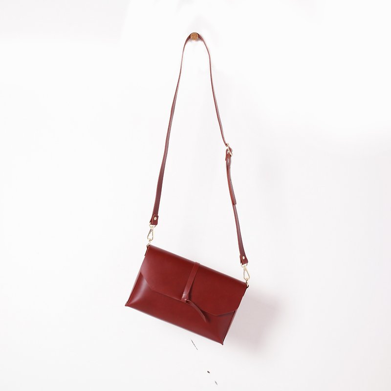 Envelope Knot Bag | Reddish/ Brown / Leather / Handbag / Messenger Bag / Vintage - Handbags & Totes - Genuine Leather 