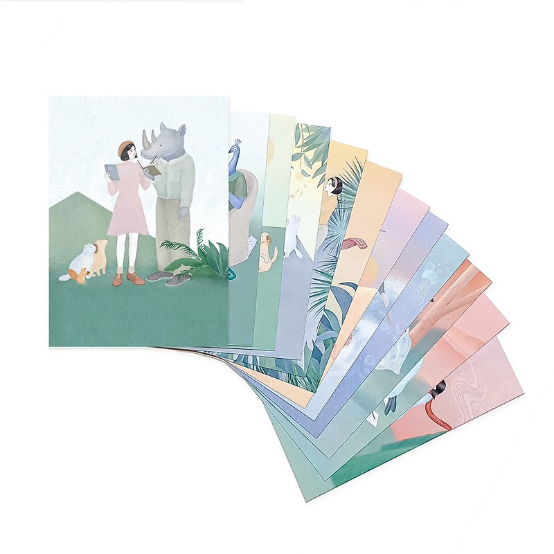 Meng Ji | 12 pieces of drawing cards | Full set - การ์ด/โปสการ์ด - กระดาษ หลากหลายสี