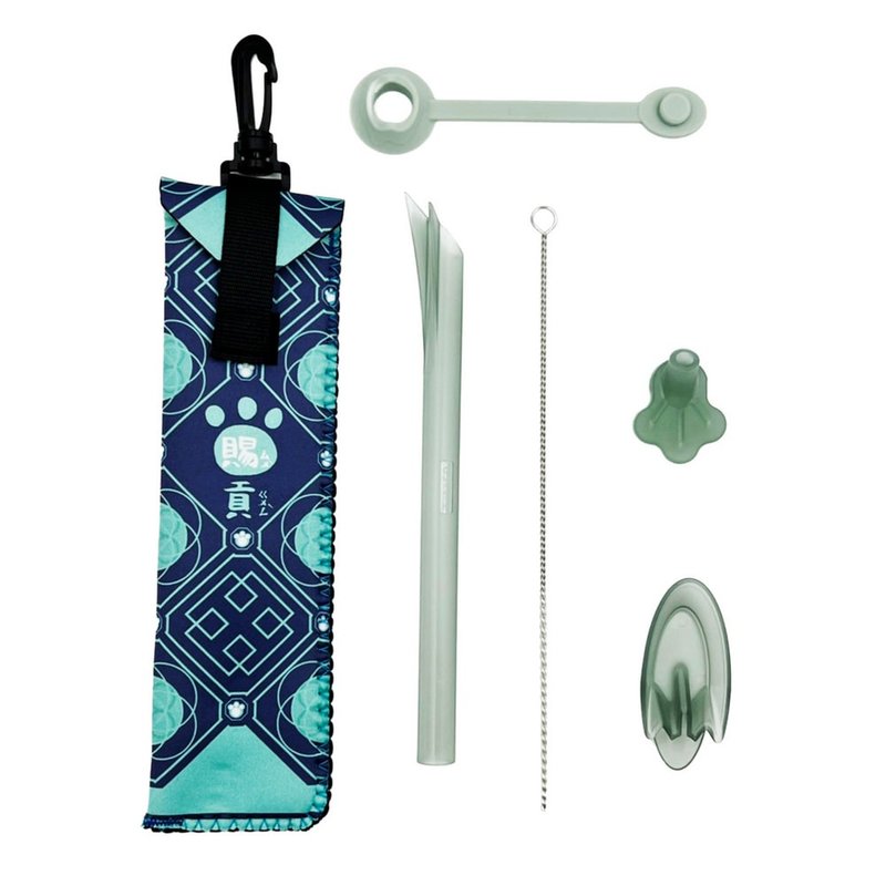 【エコフレンドリーストロー】多機能ストロー - モランディグリーン（6点セット） - エコストロー - その他の素材 透明