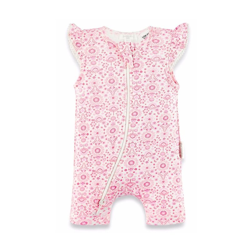 澳洲Purebaby有機棉嬰童連身裝-3~12月 - 嬰兒連身衣/包被/包巾 - 棉．麻 粉紅色