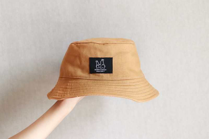 Natural Plain Linen Bucket Hat - หมวก - ผ้าฝ้าย/ผ้าลินิน สีเหลือง