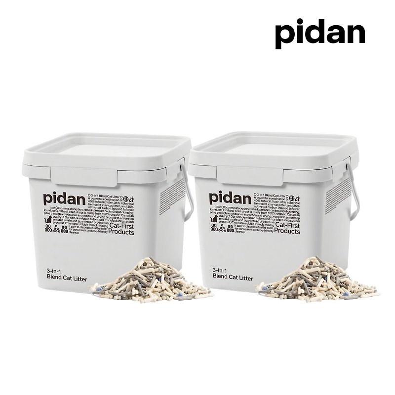 pidan mixed cat litter three-in-one activated carbon version activated carbon + tofu sand + mineral sand 2 barrel set - กระบะทรายแมว - วัสดุอื่นๆ สีกากี