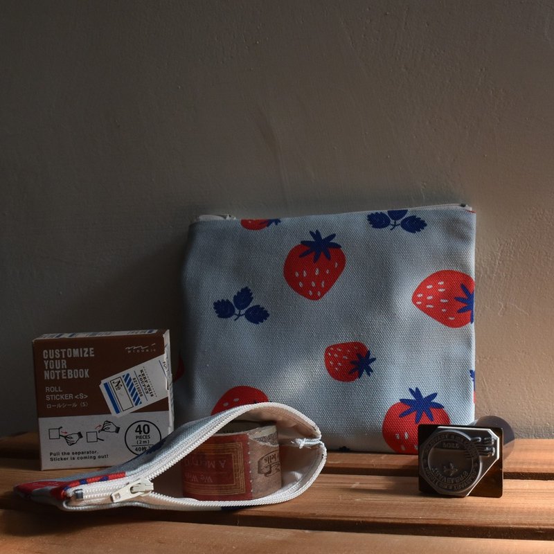 Ultrahard Taiwan Fruit Series 1+1 Storage Bag Set-Strawberry - Messenger Bags & Sling Bags - Cotton & Hemp Blue