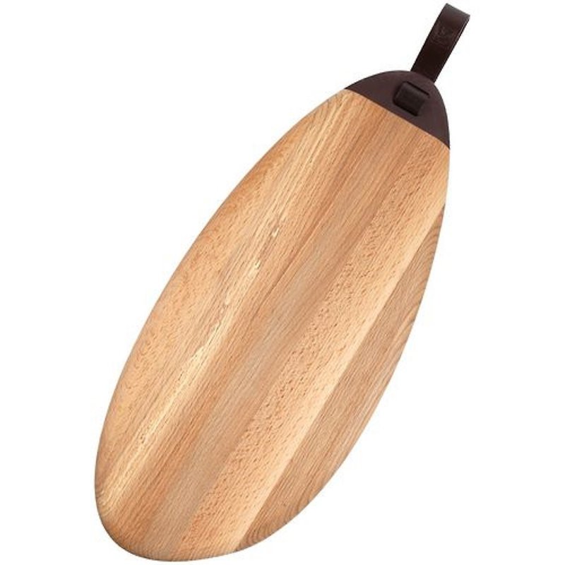 櫸木砧板附真皮拉手 (簡約小號) - 托盤/砧板 - 木頭 咖啡色