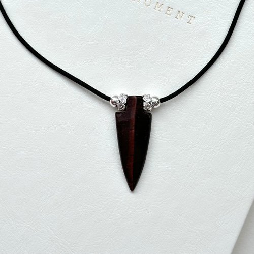 TH JEWELERY 【雙子座生辰石】紅虎眼箭頭鍍銀項鏈 熱情勇敢 克服膽怯 優柔寡