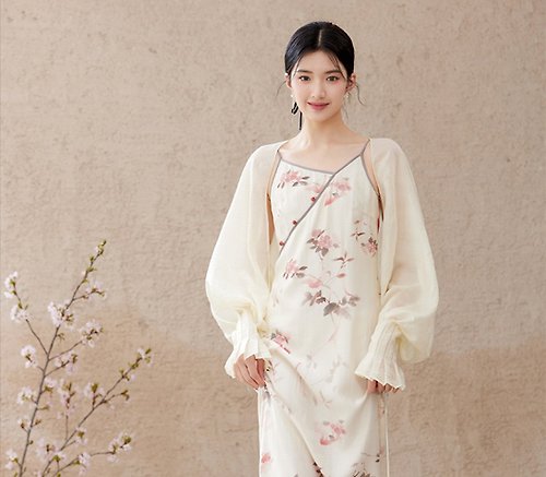 初蟬 新中式復古中國風 輕薄防曬 外搭罩衫/吊帶裙