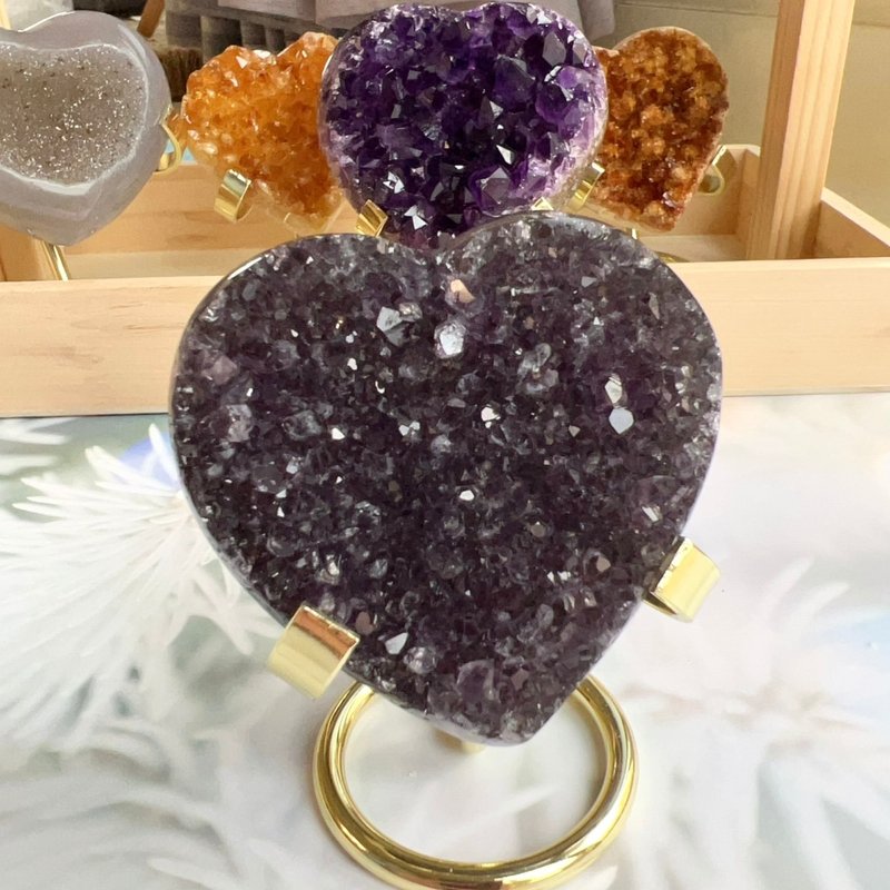 Amethyst Heart (with base)-M - ของวางตกแต่ง - คริสตัล 