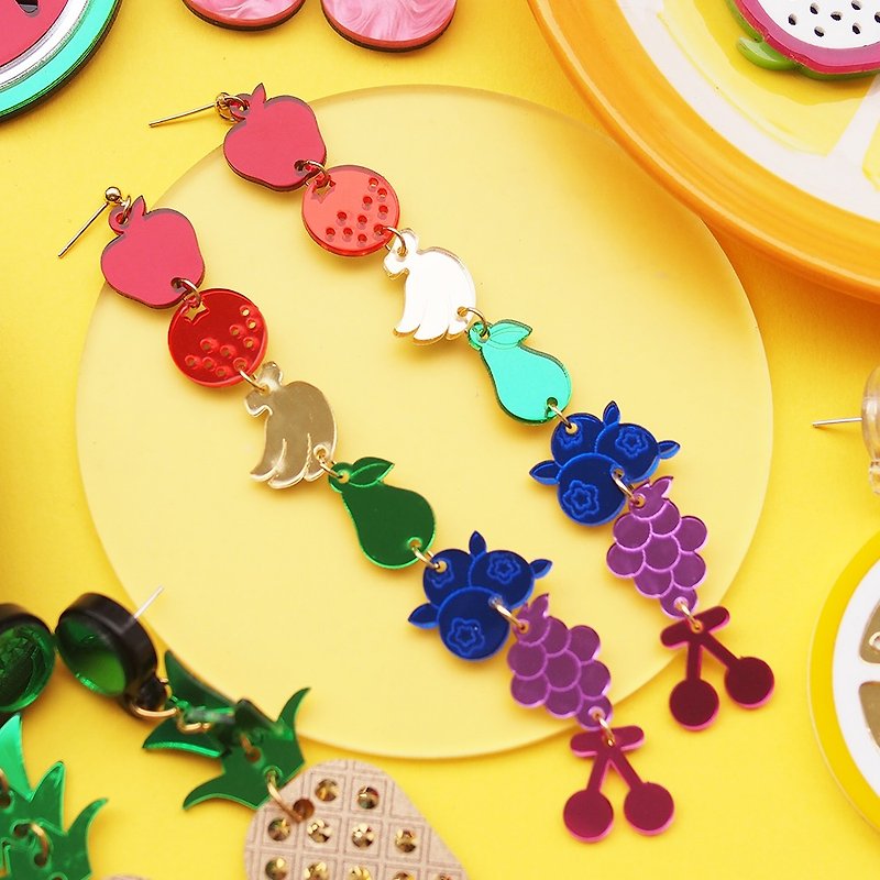 Fruits Earrings - Earrings & Clip-ons - Acrylic Multicolor