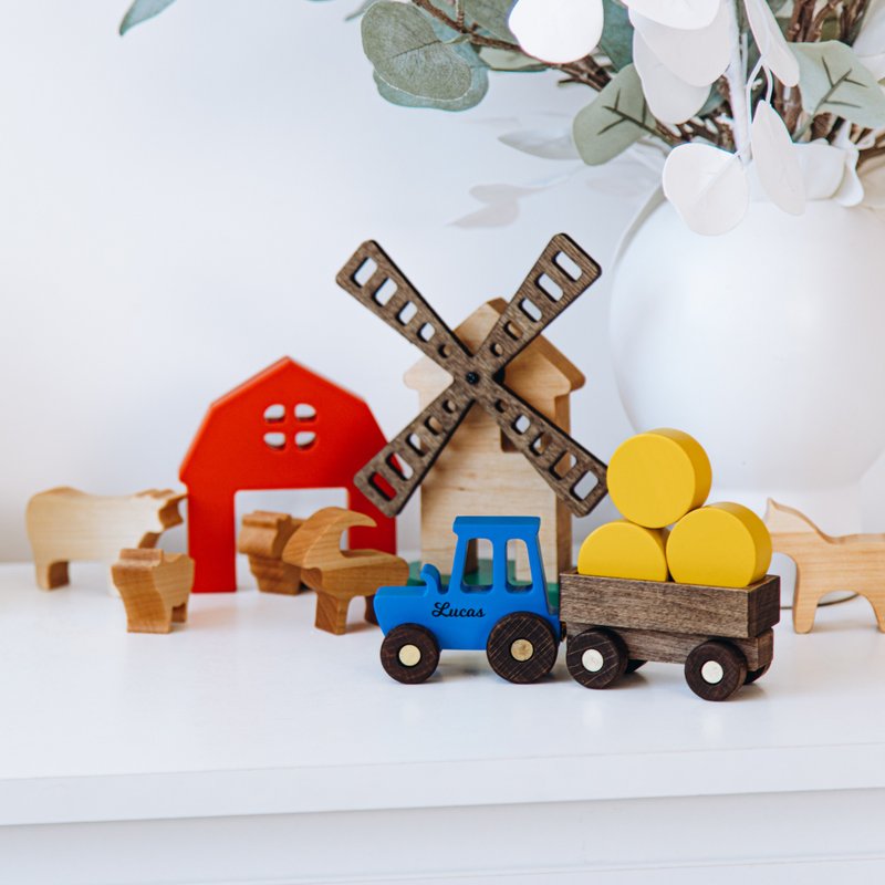 Toddler Pretend Play Personalized Toy Truck Natural Woodland Animals Set Buildin - Kids' Toys - Wood 