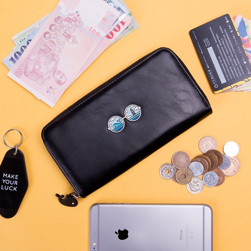 お金メガネ -  KIITOSオリジナルシリーズ出会うには、革の多機能長財布スパイク - 財布 - 革 ブラック