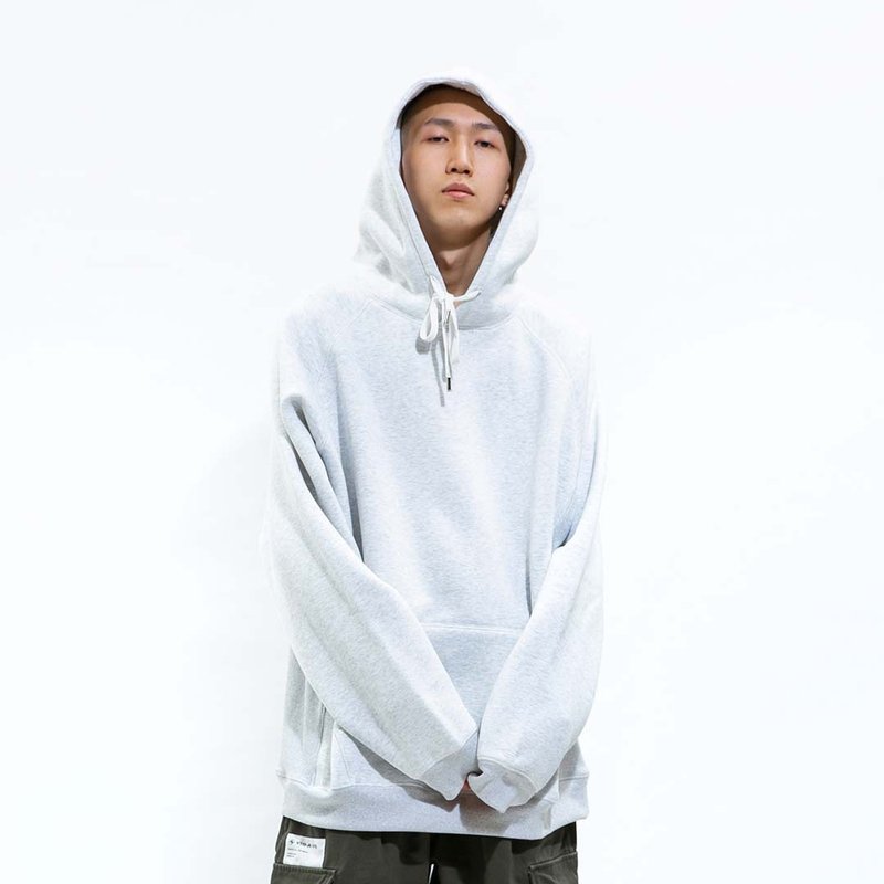 FLEECE HODDIE 內刷毛羅紋拼接連帽T恤 - 帽T/大學T - 棉．麻 白色