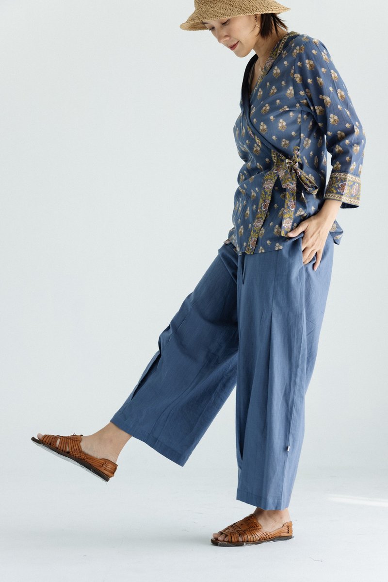 Indian cotton discount trousers_blue gray - กางเกงขายาว - ผ้าฝ้าย/ผ้าลินิน สีน้ำเงิน