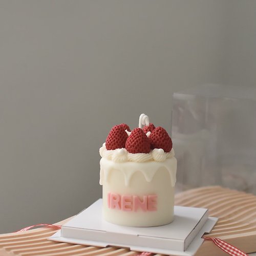 wang2 candle 韓系草莓3寸蛋糕造型香氛蠟燭 -可改英文名