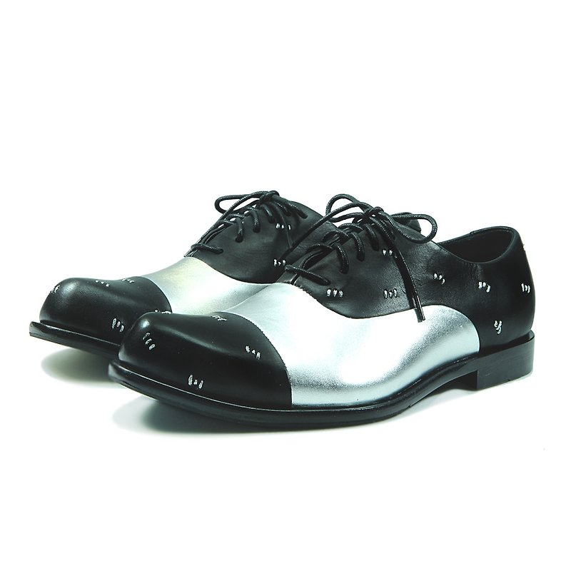 Oxford Shoes Jabberwocky M1127AA Stitching Black - Men's Oxford Shoes - Genuine Leather Black