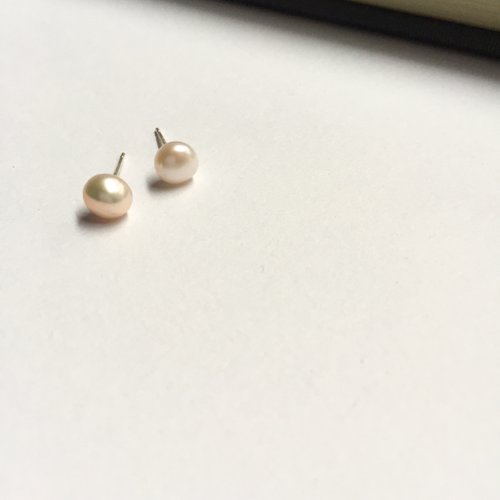 KAREN JEWELRY 氣質單顆橢圓天然珍珠純銀針耳環 珍珠耳環