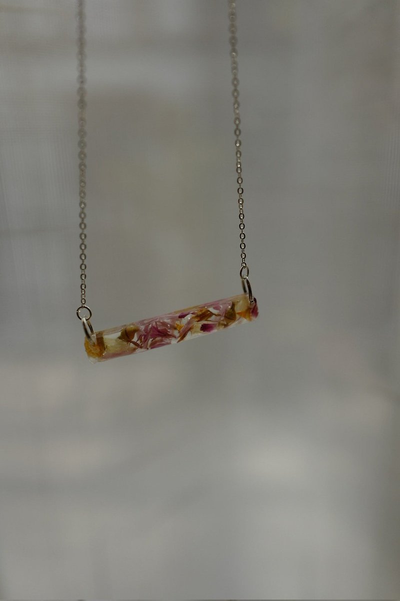Pressed Flower Bar Necklace
