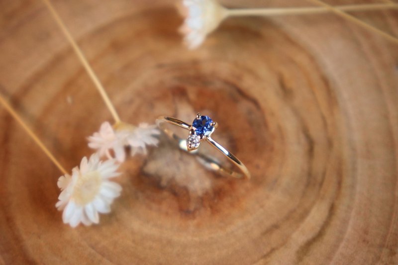 【華凜a kari系列】天然無燒藍寶線戒/k18 - 戒指 - 貴金屬 金色