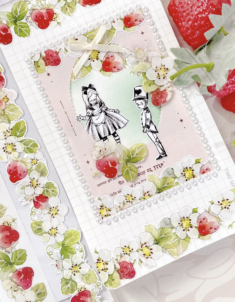 草莓藤 いちご PET 和紙膠帶 割型貼紙卷 (kiss-cut) - 紙膠帶/和紙/PET - 其他材質 多色