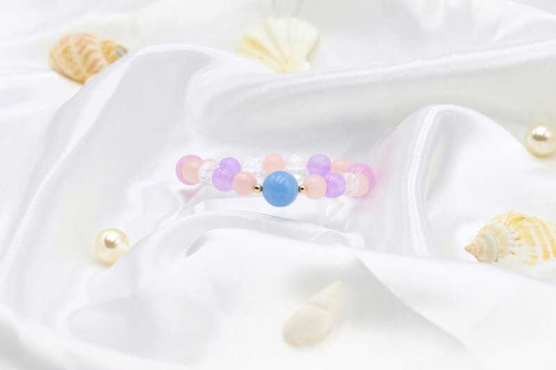 Custom-Heart of the Sea-Aquamarine Purple Spodum Lavender Amethyst Pink Crystal Bracelet - สร้อยข้อมือ - คริสตัล สีน้ำเงิน