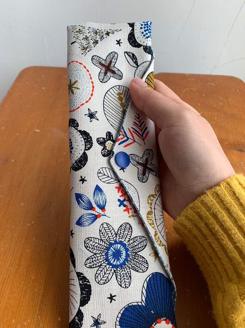 Wenqingfeng environmentally friendly chopsticks bag colorful flower-painted hand-made tableware bag. Exchange gifts. - Storage - Cotton & Hemp White