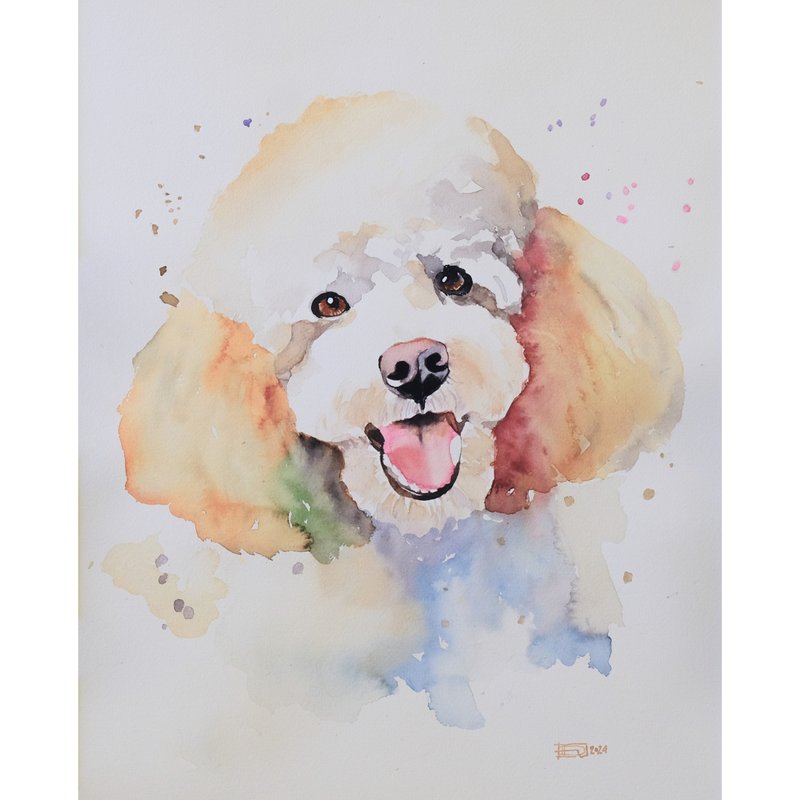 poodle dog watercolor painting - Posters - Paper White