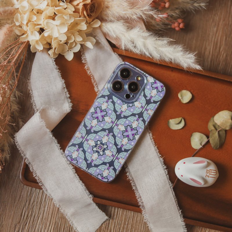 [Mobile Phone Case] ​​Moonlight Rabbit/Tile Series Purple - Phone Cases - Silicone Purple