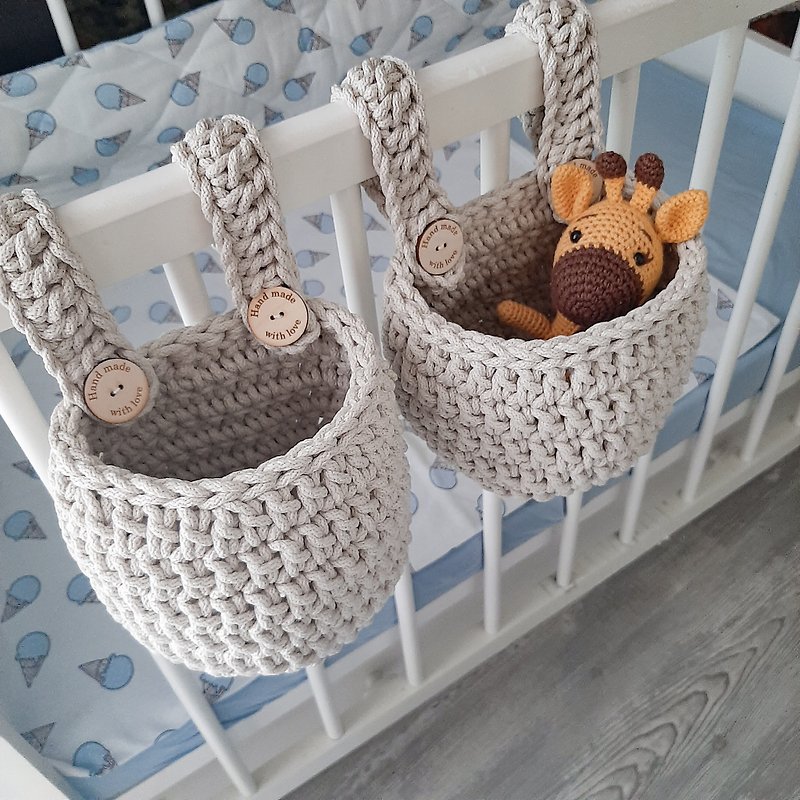 hanging crib basket set of 2 - Baby Accessories - Other Materials White