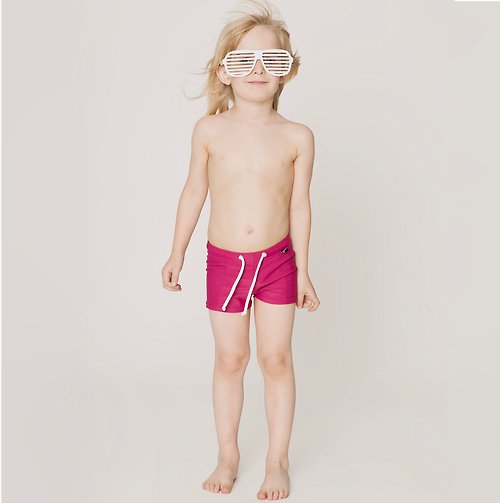 lovelybaby北歐有機棉童裝 北歐童裝瑞典男童泳褲海灘褲2歲至6歲 深紅色