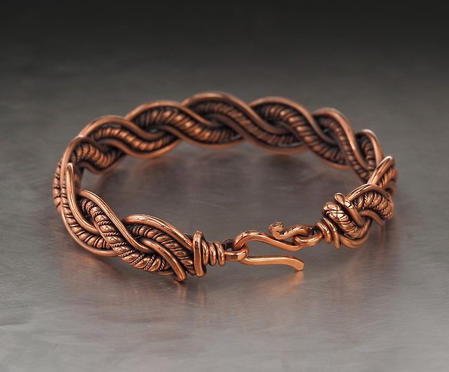Wire Wrapped and Braided Pure Copper Handmade Antique Look Men  Etsy