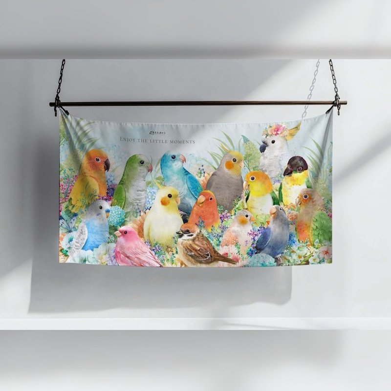 Birdsong Time-High-quality hand-painted hanging cloth (hanging/towel/pillow) - โปสเตอร์ - วัสดุอื่นๆ หลากหลายสี