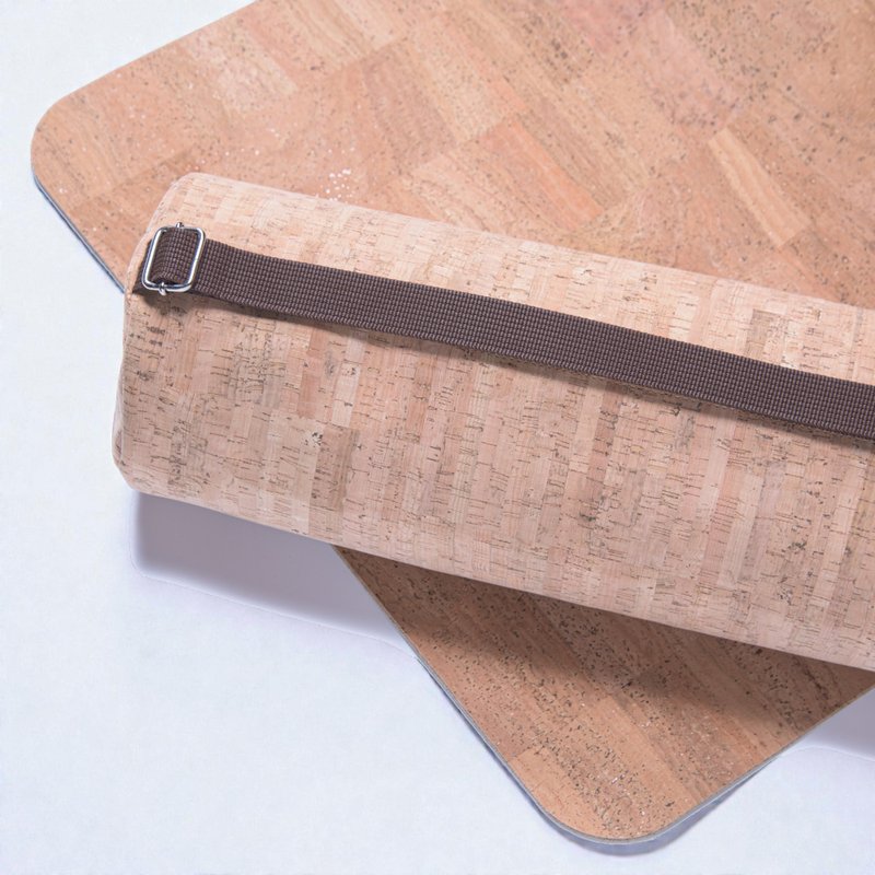 軟木皮革瑜珈墊與收納袋 - 瑜珈墊 - 環保材質 咖啡色