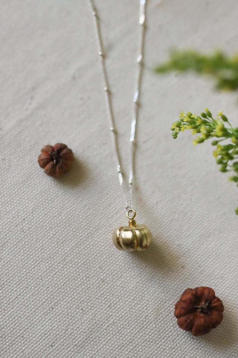 Mini fruit pumpkin necklace - Necklaces - Copper & Brass Gold