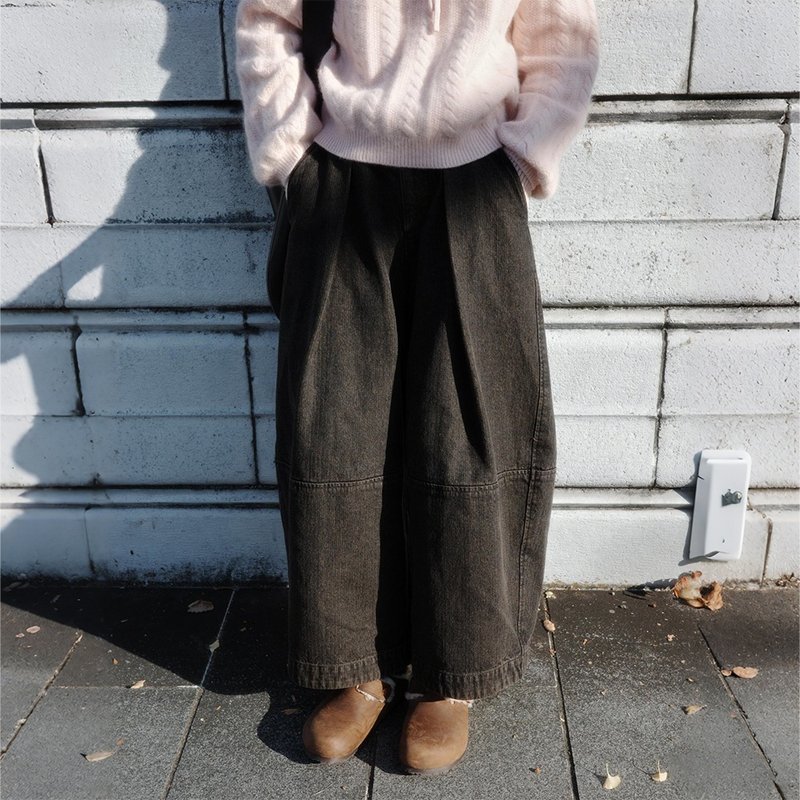 咖棕水洗牛仔褲|褲子|秋冬款|Sora-1994 - 女長褲 - 棉．麻 